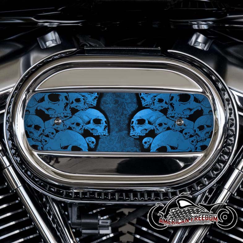 Harley Davidson M8 Ventilator Insert - Blue Skull Pile 3